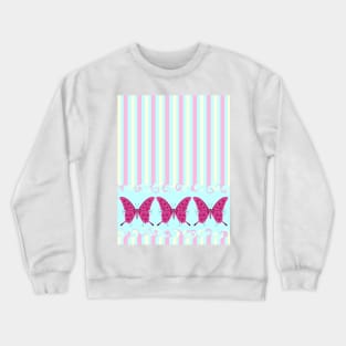 Butterflies And Stripes Pattern Crewneck Sweatshirt